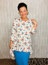 Dramatic High-Low Tunic -Small Floral Print