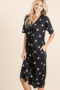 Stars & Buttons Midi Dress