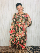 Jessica Green & Floral Belted Dress