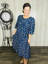 Mandy Animal Print & Bow Dress- Navy