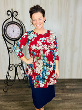 Floral Baby Doll Tunic- Burgundy