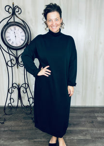 Fabulous Fall Sweatshirt Dress-Black