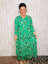 Misty Ruffle Tiered Dress-Green Floral