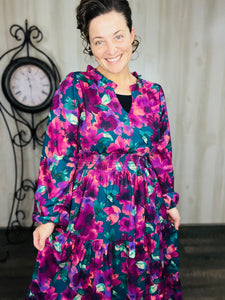 Jamie Smocked Waist Dress- Plum Floral