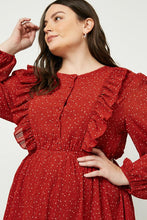 Red Ruffle Top Dress-PLUS