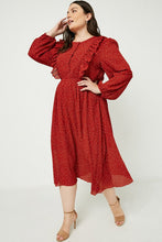 Red Ruffle Top Dress-PLUS