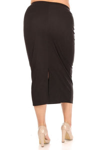 Becky Long Length Pencil Style Skirt-Black