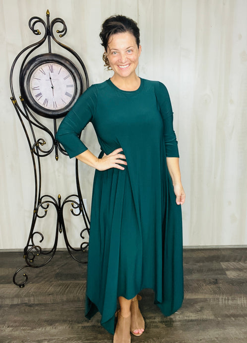 Hunter Green Handkerchief Love Dress