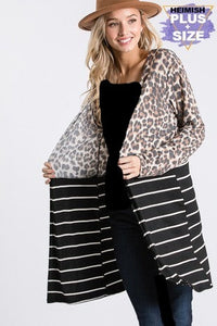 Stripes & Leopard Cardigan- Black or White