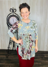 Floral Baby Doll Tunic- Grey