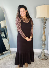 Brown Houndstooth Mesh Layering Style Top