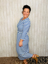 Ribbed Lounge Dress- Blue Striped