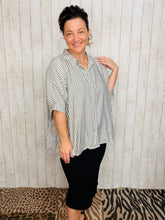 Rylee Charcoal & White Striped Top