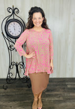 Samantha Ruffle High Low Tunic-Pink & Leopard