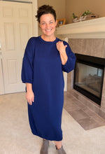 Oh So Comfy Sweatshirt Dress-Navy