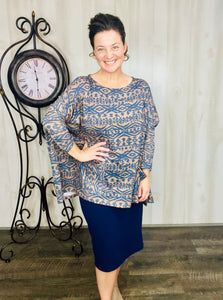 Brown & Navy Aztec Poncho look