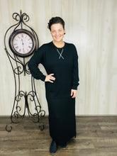Sophia Sweatshirt Dress-Black Ribbed
