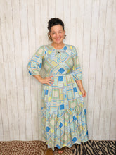 Mallory Light Blue & Green Patchwork Dress