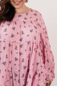 Pink Ditsy Floral Tiered Top