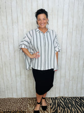 Rylee White & Black Striped Top