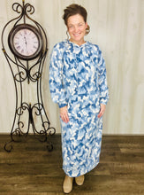 Winter Vibes Sweatshirt Hoodie Dress- Blue Camo