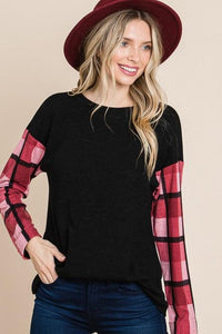 Jenny Black & Plaid Top