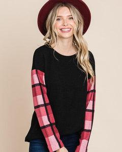 Jenny Black & Plaid Top