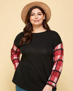 Jenny Black & Plaid Top