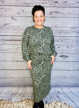 Candice Ribbed Skirt- Olive Animal Print