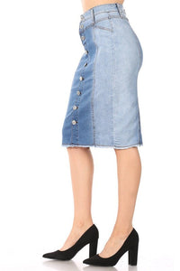 Buttons & Style Light Wash Jean Skirt