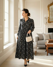 Kaylee Collared Black & Off White Floral Dress