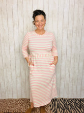 Ribbed Lounge Dress- Pink Striped