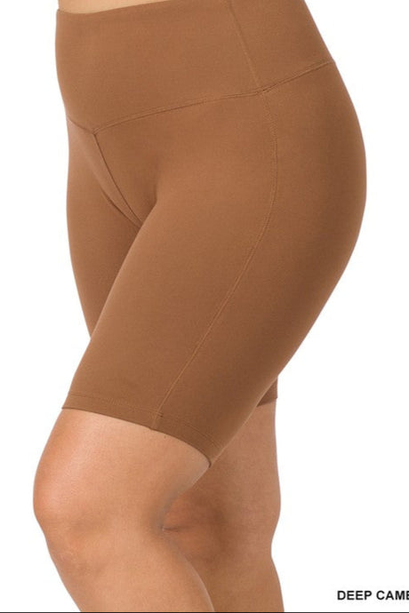 Brushed Coverage Shorts-Deep Camel