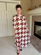 Power On The Day Dress-Brown Houndstooth