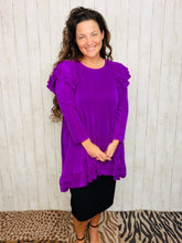 Purple Bodre Tunic- Ruffle Sleeves
