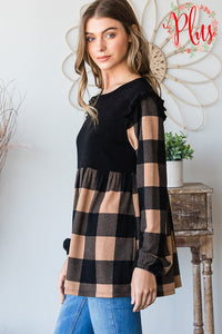 Kristy Plaid Top With Ruffles