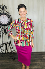 Lillian Bow Front Tunic Top- Magenta