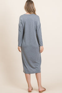 Melissa Charcoal Button Front Midi Dress