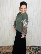 Isabella Ribbed Leopard & Olive Top