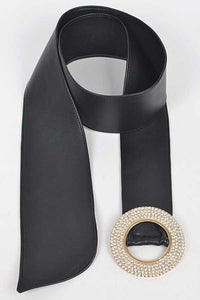 Black Rhinestone Buckle Fashion Belt- PLUS