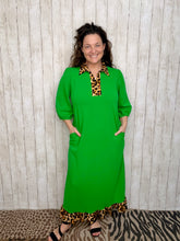 Everyday Class Leopard Detail Dress-Green