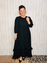 Michella High Low Dress-Textured Black