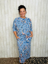 Marissa Ribbed Top- Blue Floral