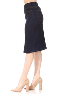 Debbie Jean Skirt With Buttons-Indigo Wash