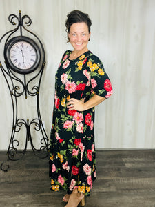 Jenna Black & Pink Floral Dress