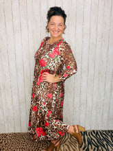 Tonya Marie Tiered Dress- Midi Length- Leopard & Roses