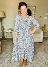 Michella High Low Dress-Black & White Paisley