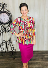 Lillian Bow Front Tunic Top- Magenta