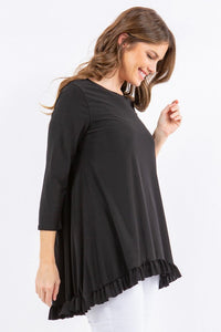 Samantha Ruffle High-Low Tunic- Black or Jade