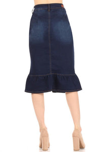Ruffles & Buttons Dark Wash Jean Skirt